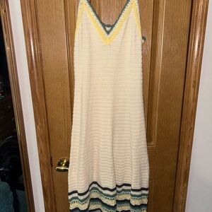 Universal Thread Cream and Blue Spaghetti Strap Sundress